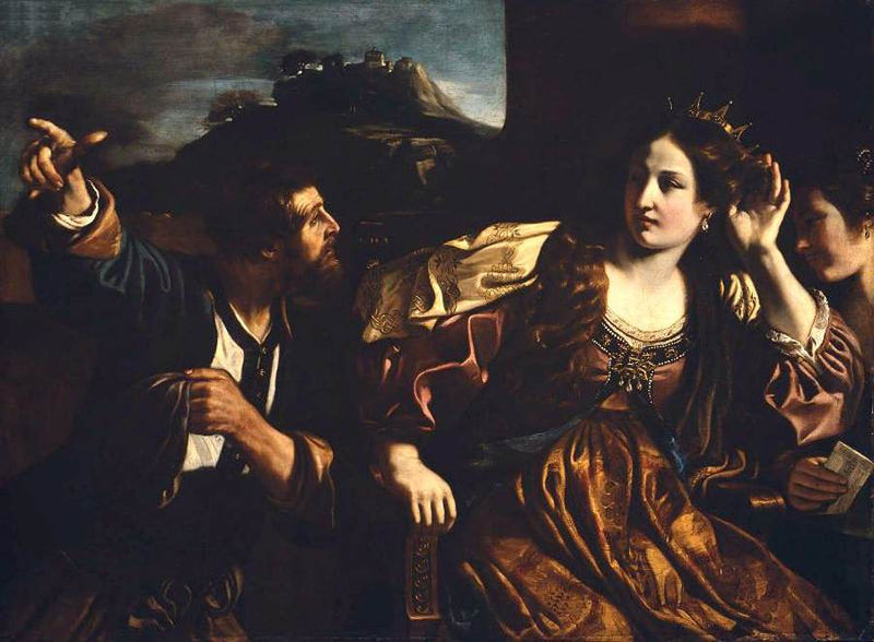 Sémiramis mottar nyheten om Babylons uppror - Guercino