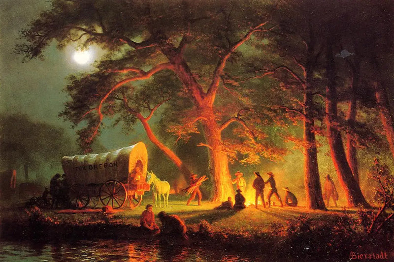 Oregons stig (lägereld) - Albert Bierstadt