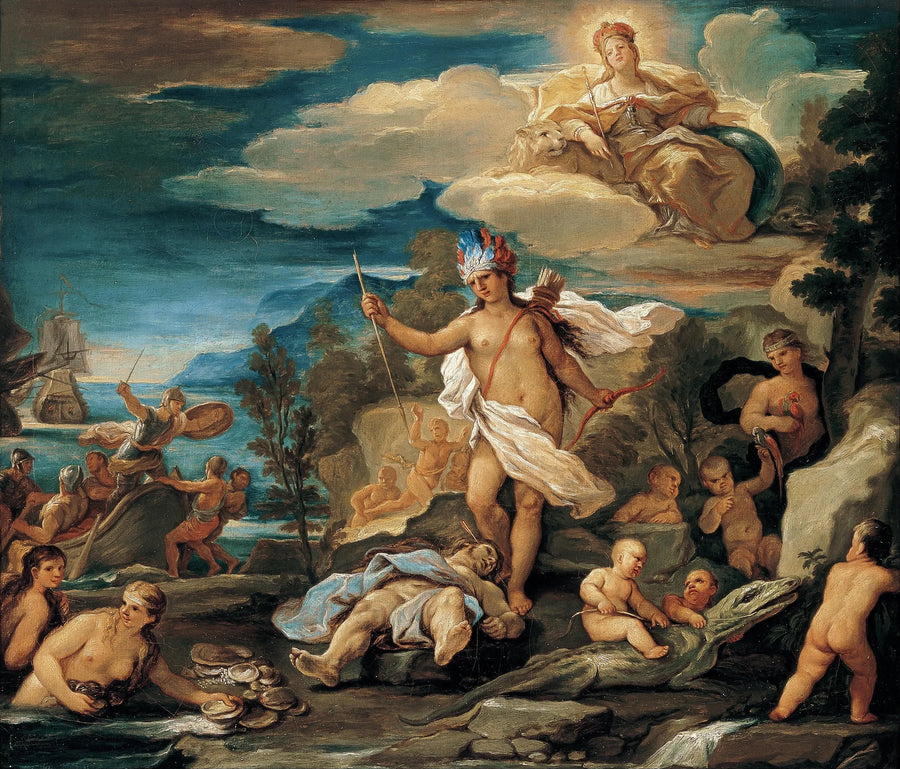 Fyrdelssvit av världens fyra delar. Amerika - Luca Giordano