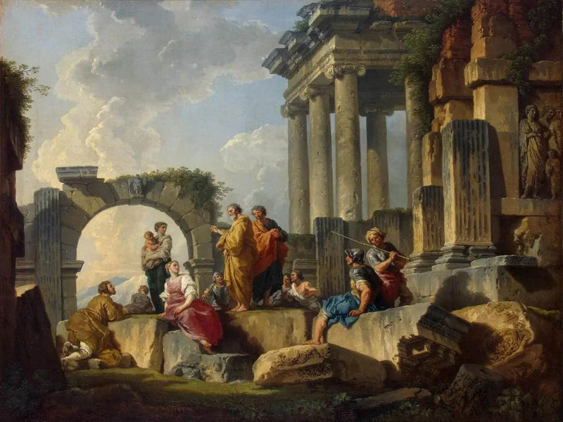 Sermon av helige Paulus mitt i ruinerna - Giovanni Paolo Panini