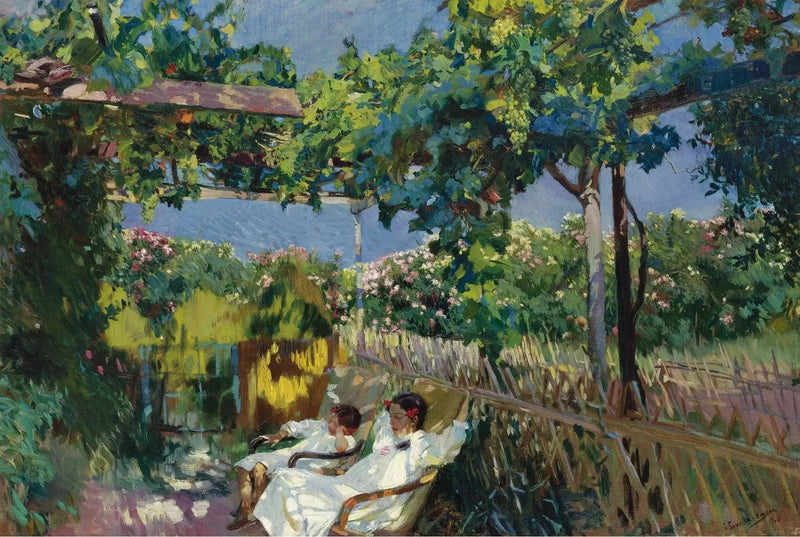 Siesta i trädgården - Joaquín Sorolla