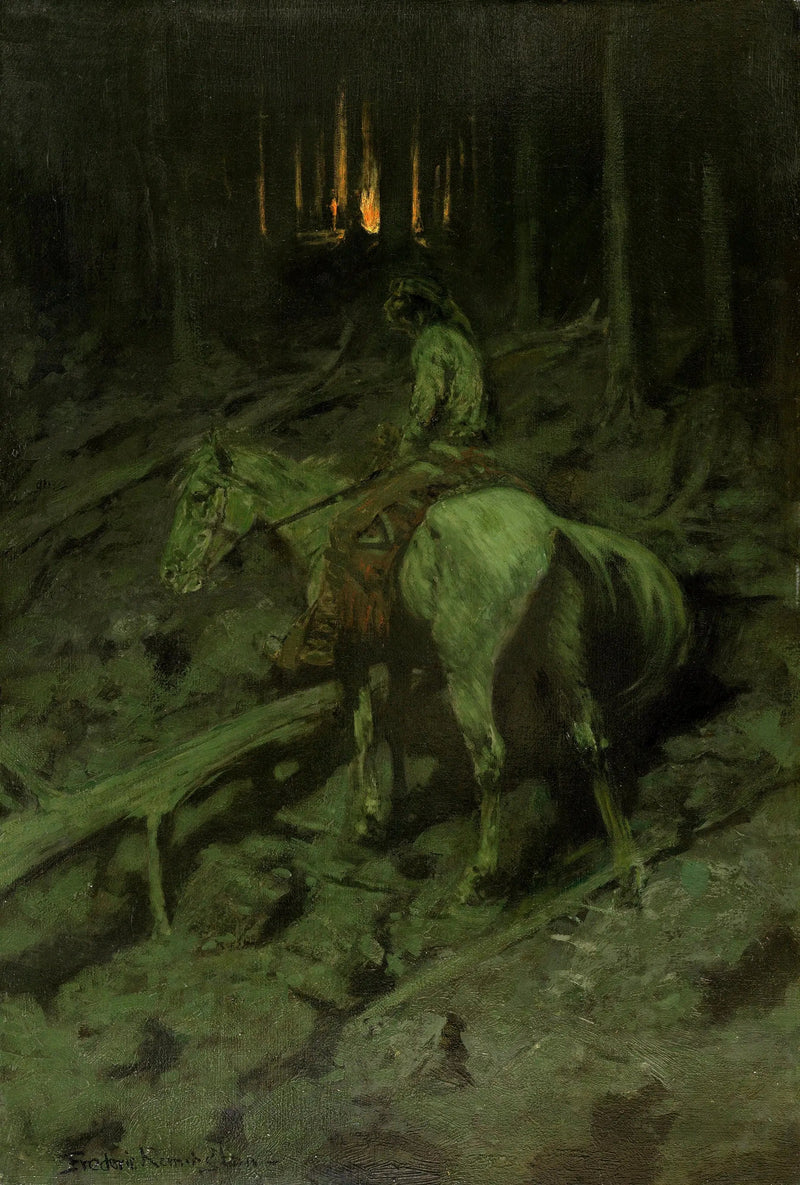 Apache skjutsignal - Frederic Remington
