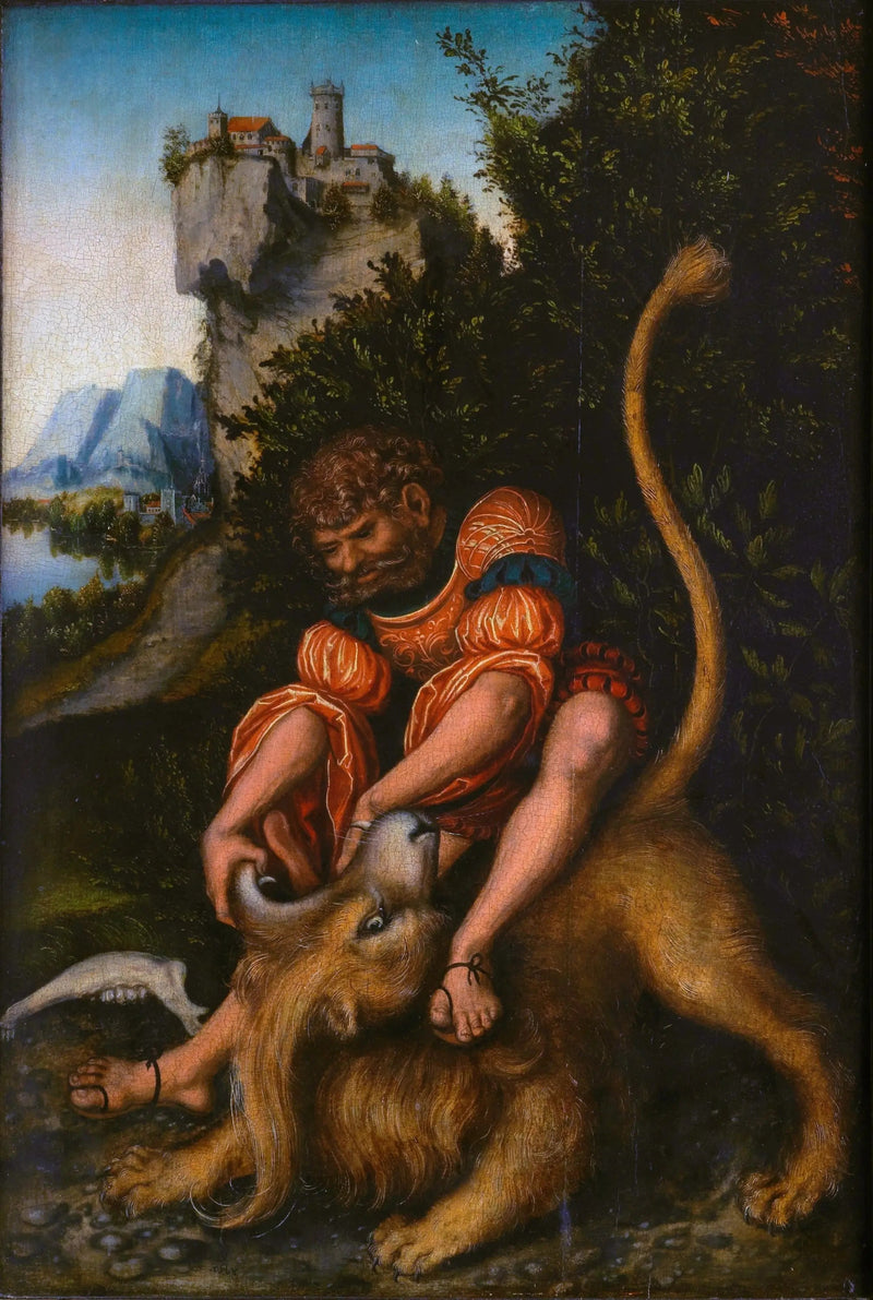 Simson kämpar med ett lejon - Lucas Cranach den äldre