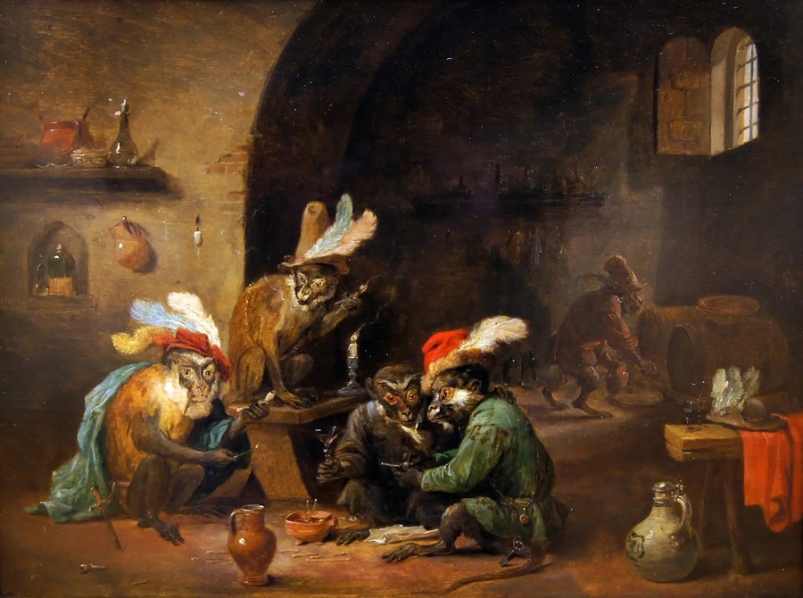Rökande apor - David Teniers den yngre