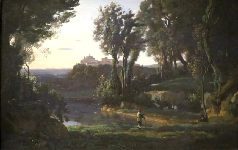 Italienskt landskap med kyrkan i Ariccia - Jean-Baptiste Camille Corot