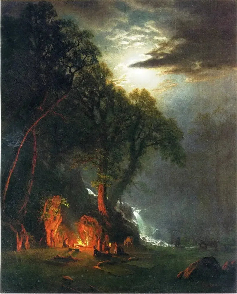 Lägereldsscen i Yosemite - Albert Bierstadt
