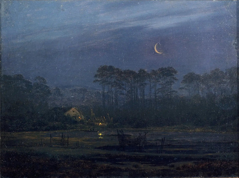 Kväll vid flodstranden - Caspar David Friedrich