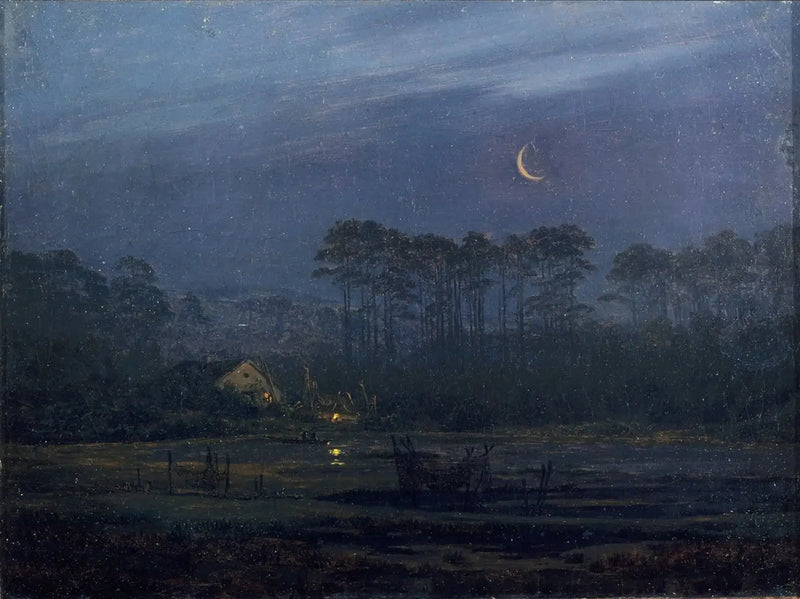 Kväll vid flodstranden - Caspar David Friedrich