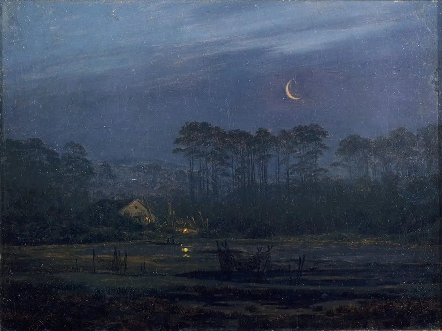 Kväll vid flodstranden - Caspar David Friedrich