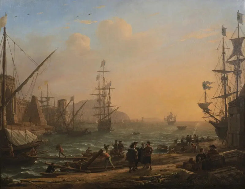 Kväll: En hamn vid solnedgången - Claude Lorrain