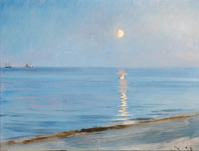 Kväll vid stranden i Skagen. Månljus. - Peder Severin Krøyer