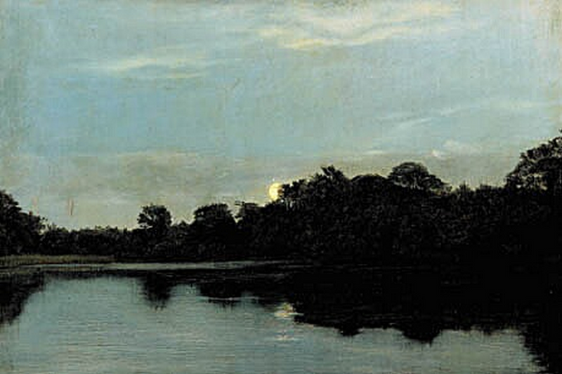 Kväll vid en sjö under månljus. - Carl Heinrich Bloch