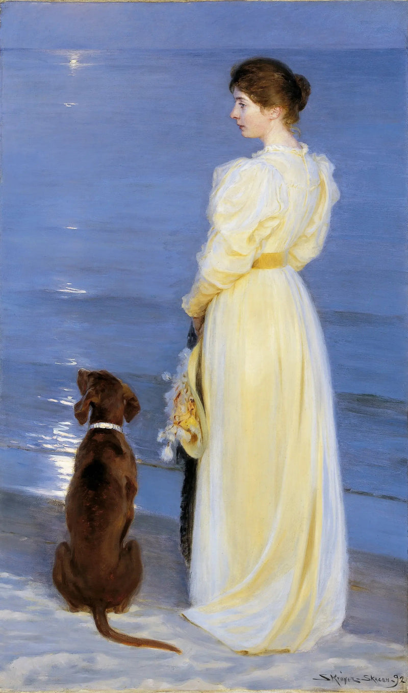 Sommarkväll i Skagen – Konstnärens kvinna med sin hund - Peder Severin Krøyer