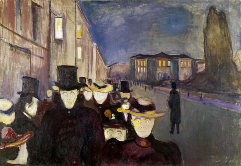 Kväll på Karl Johan-avenyn - Edvard Munch