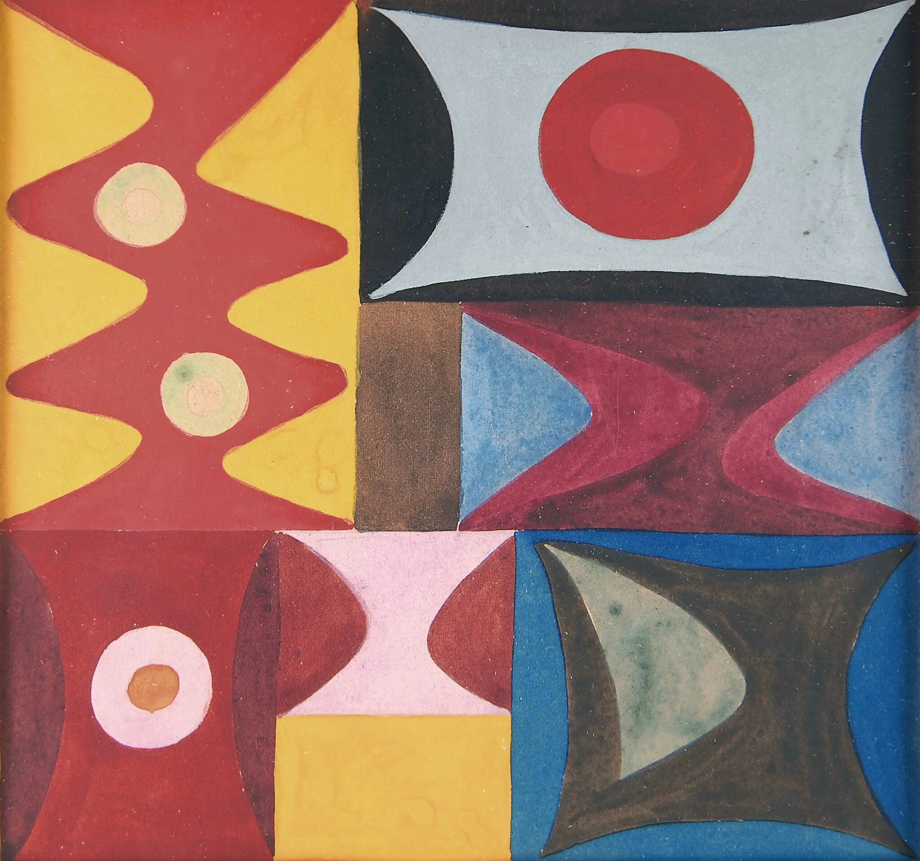 Formes élémentaires. Composition verticale-horizontale, peinture de Sophie Taeuber-Arp