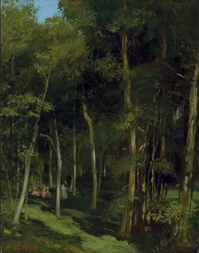 Under träden i Port-Berteau, dansande barn - Gustave Courbet