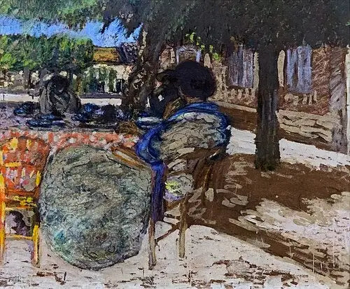 Under de röda paviljongens träd - Édouard Vuillard