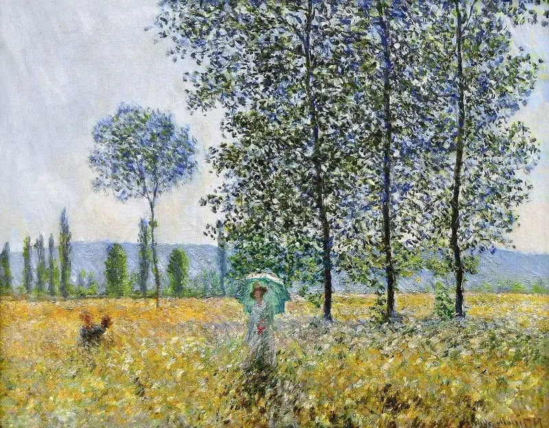 Under popplarna, solens effekt - Claude Monet