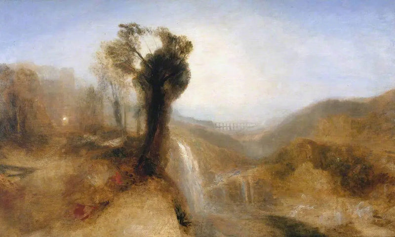 Södra landskap med en akvedukt och vattenfall - J. M. W. Turner
