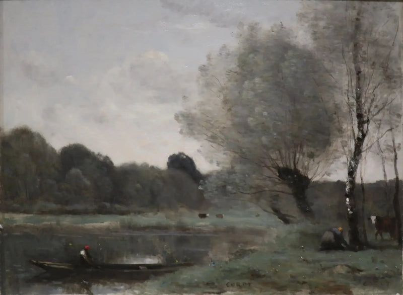 Souvenir från Ville-d'Avray. Säljer och björkar vid dammens kant - Jean-Baptiste Camille Corot