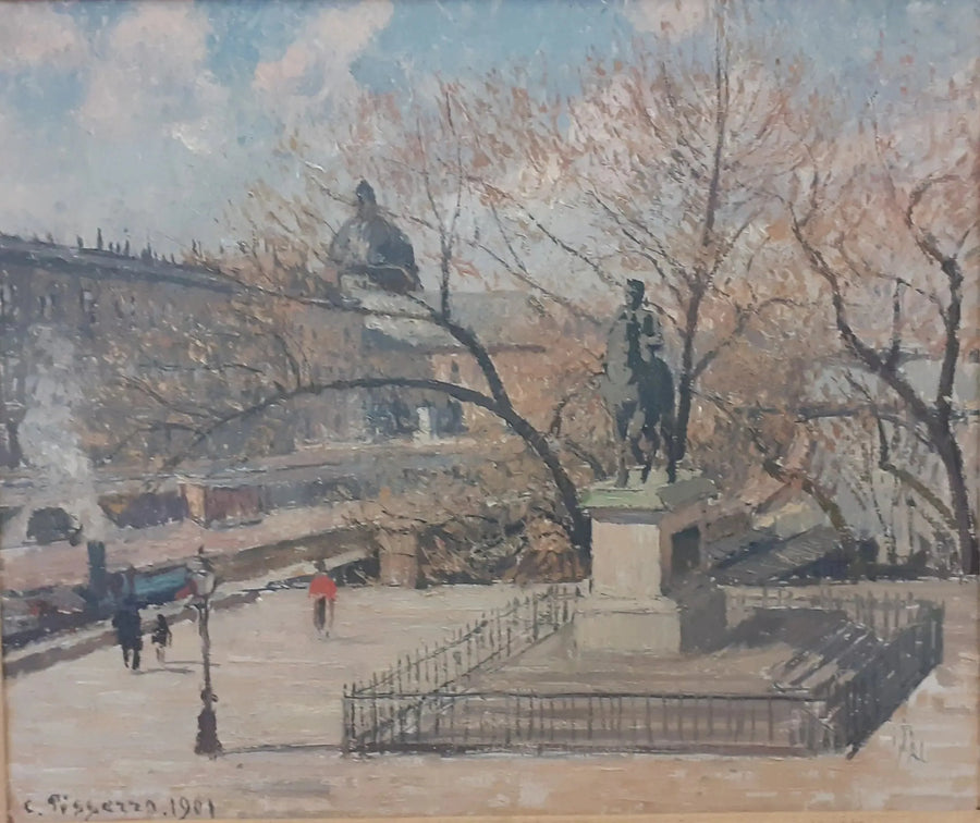 Staty av Henrik IV och myntverket, morgon, sol - Camille Pissarro