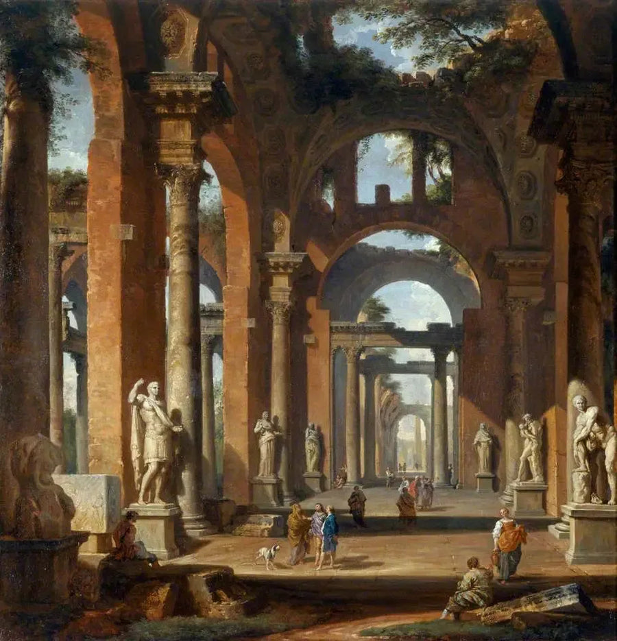 Statyer i en ruinös båge - Giovanni Paolo Panini