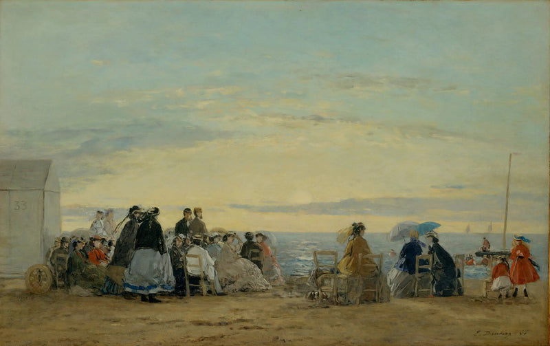 På stranden, solnedgång - Eugène Boudin