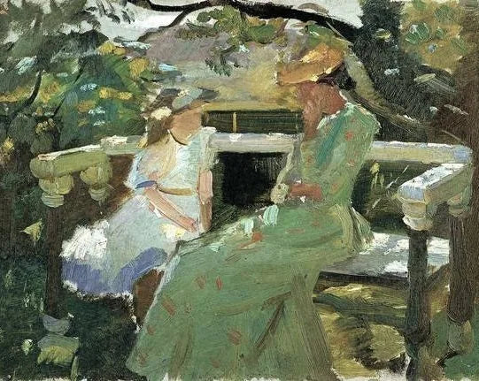 På trädgårdsbänken - Anna Ancher