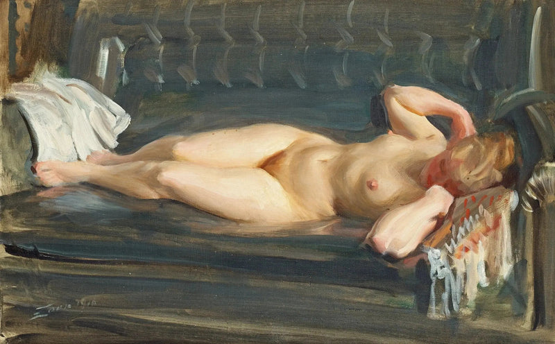 På den blågråa lädersoffan - Anders Zorn