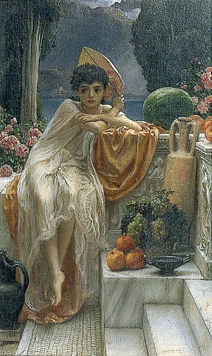 På templomets trappor - Edward Poynter