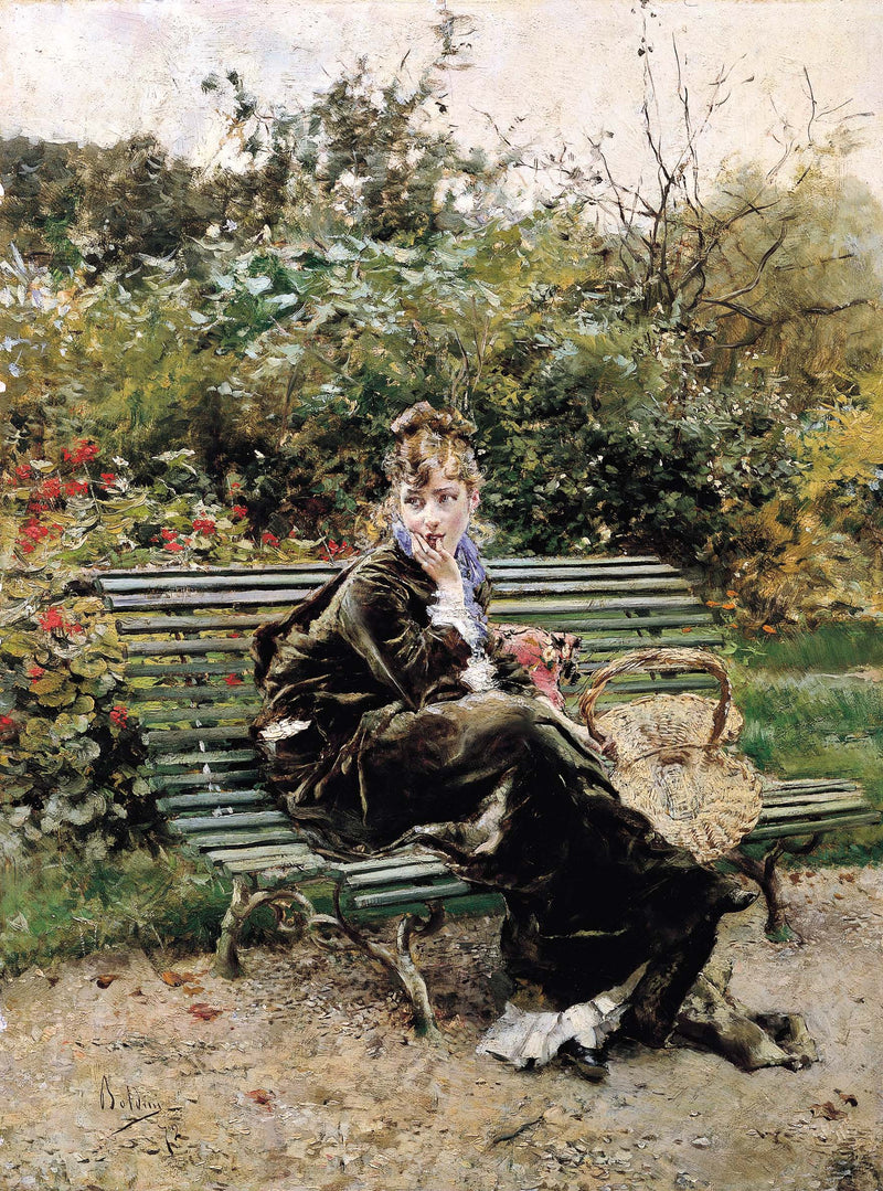På en bänk i Bois - Giovanni Boldini