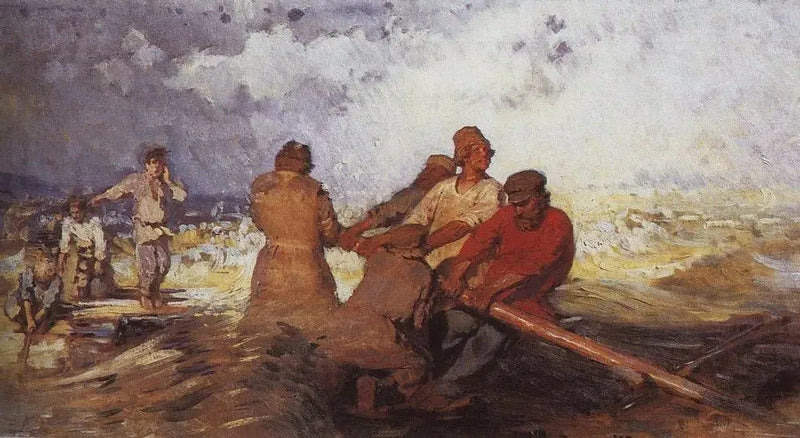 På en flotte i stormen på Volga - Ilya Repin