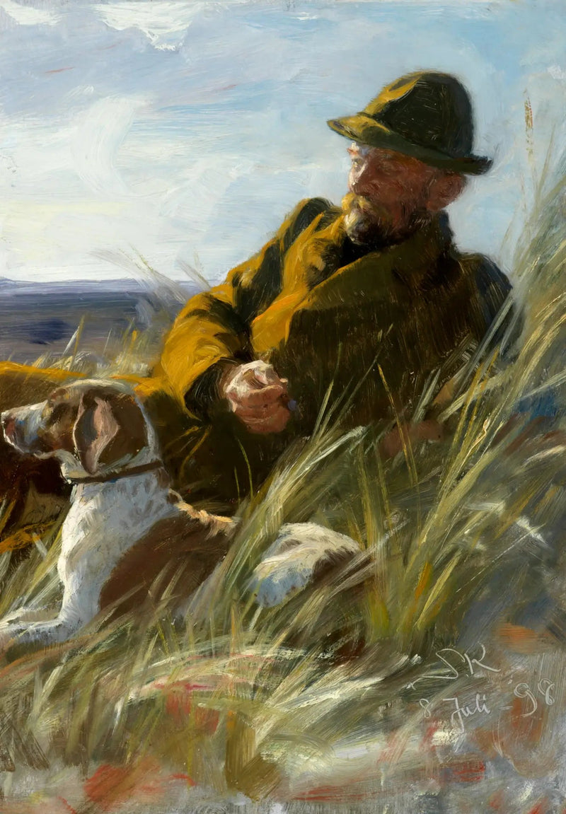 Surplantation av C. F. Dahlerup med Jagthund. - Peder Severin Krøyer