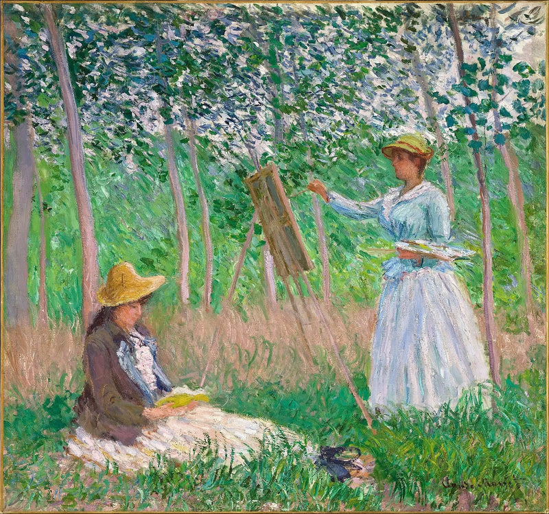 Suzanne läser och Blanche målar - Claude Monet