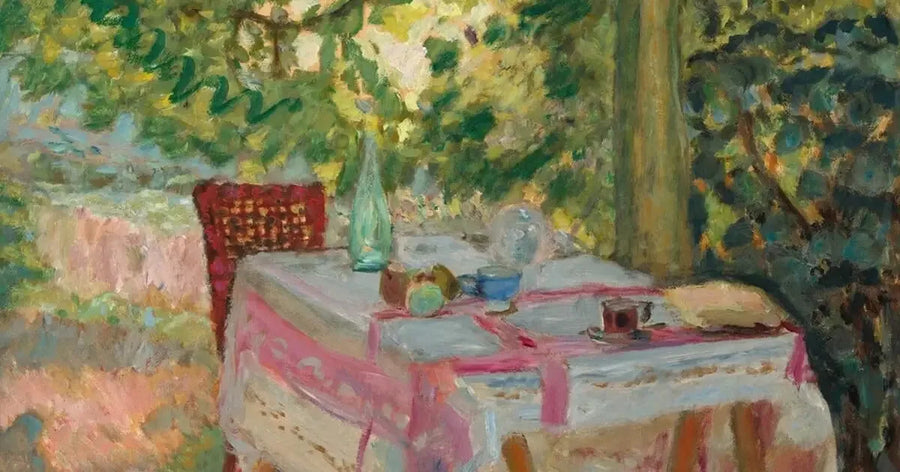 Bord dukat i en trädgård - Pierre Bonnard