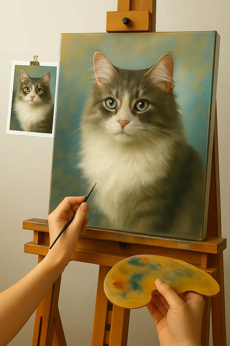 🎨 Anpassad kattmålning – Unik oljemålning