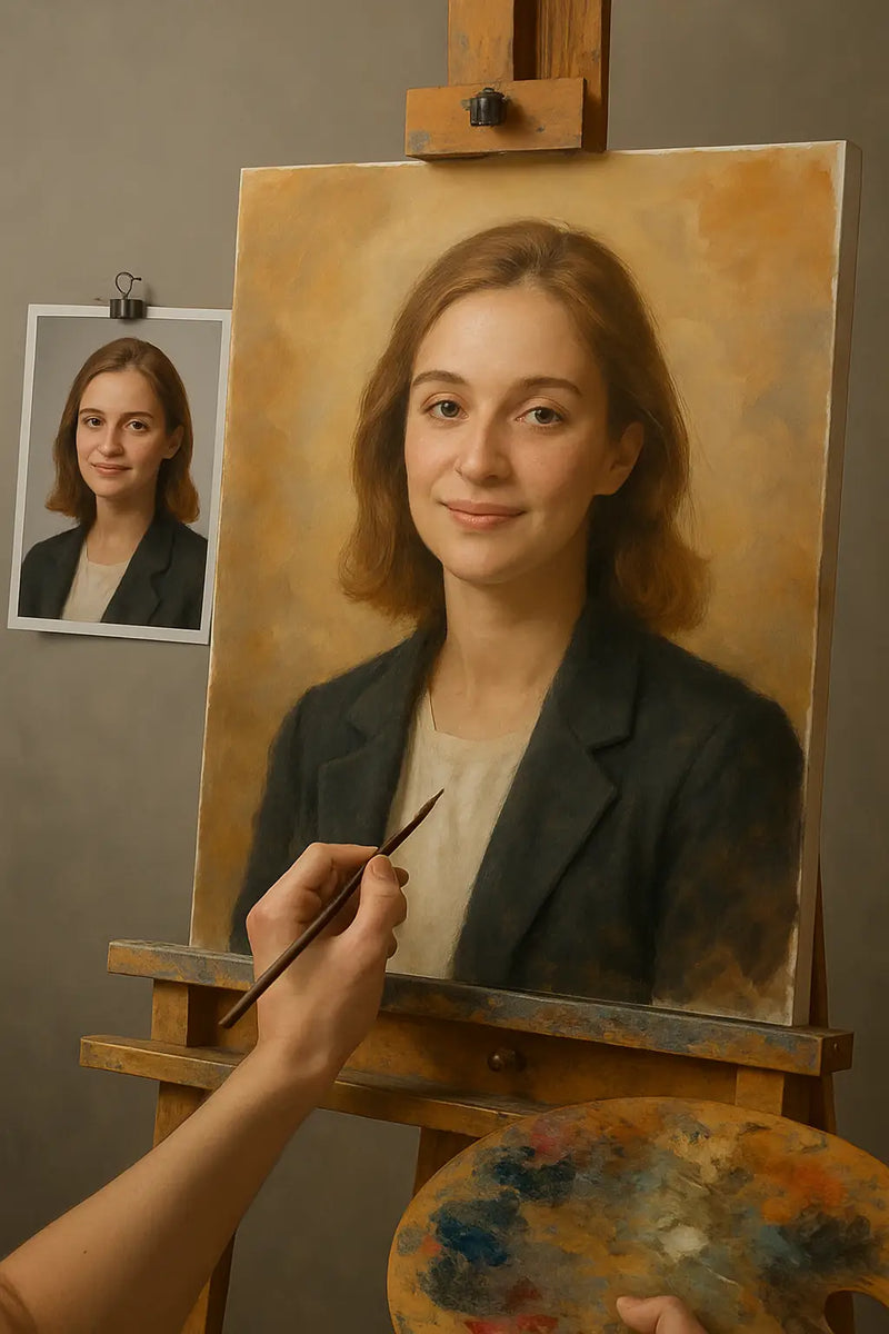 🎨 Anpassningsbar porträttmålning för 1 person – unik oljemålning