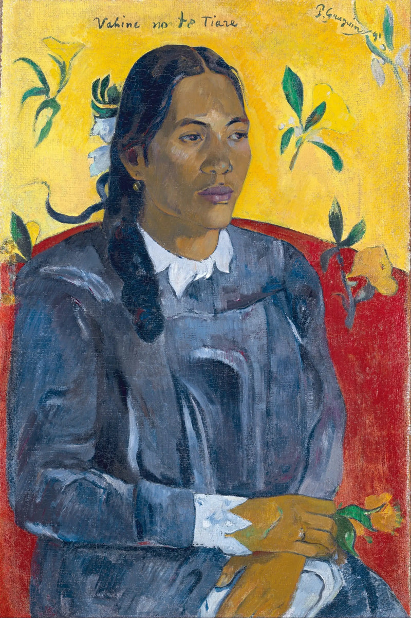 Tahitiansk med blomma - Paul Gauguin
