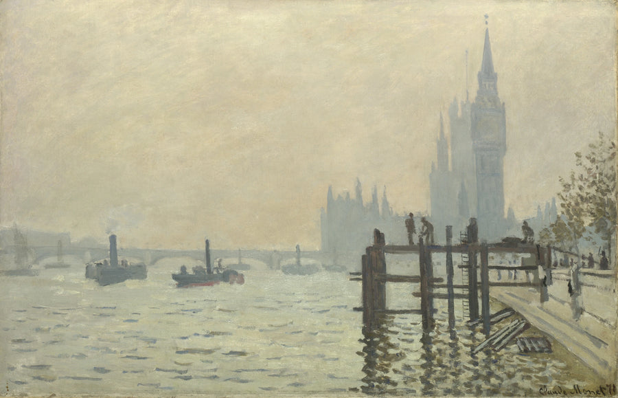 Themsen nedströms från Westminster W166 - Claude Monet