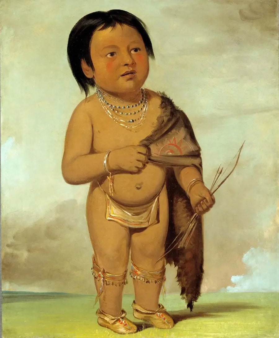 Tcha-aés-ka-ding, barnbarn till Buffalo Bull's Back Fat - George Catlin