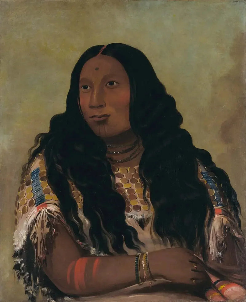 Tchón-su-móns-ka, Sandbanken, handelsmann François Chardon's hustru - George Catlin