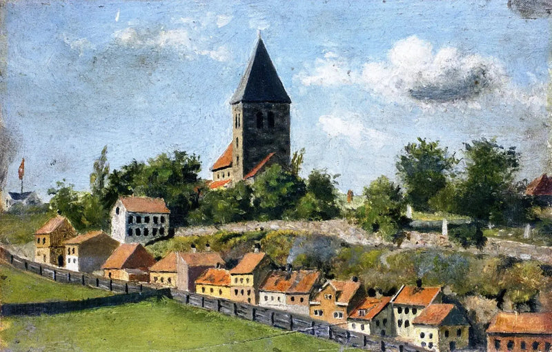 Telthusbakken med den gamla kyrkan i Aker - Edvard Munch