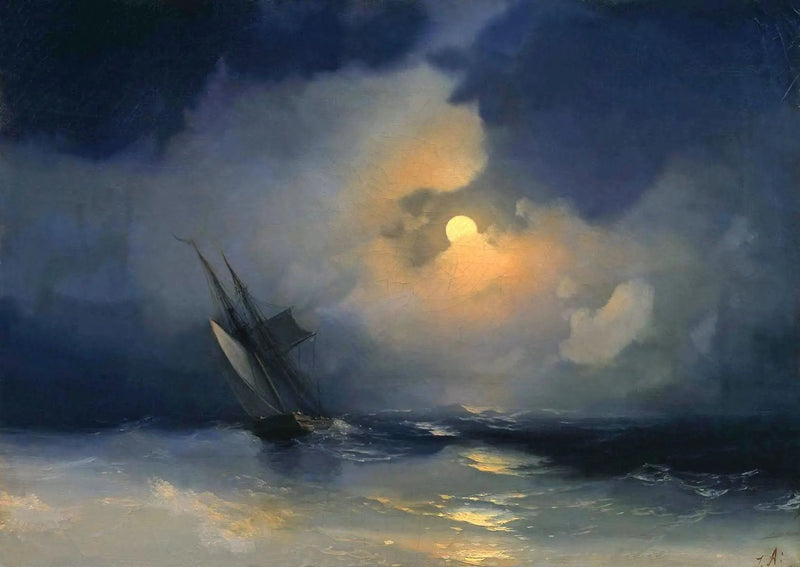 Storm till sjöss en fullmånenatt - Ivan Aïvazovski