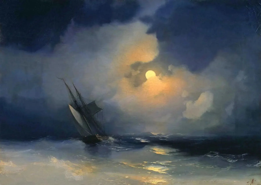 Storm till sjöss en fullmånenatt - Ivan Aïvazovski