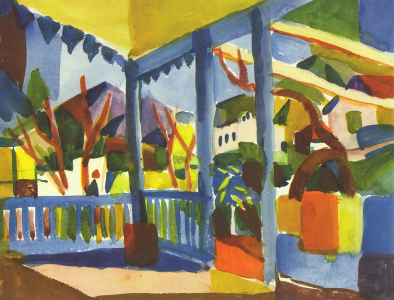 Terrassen av landet huset i Saint-Germain - August Macke