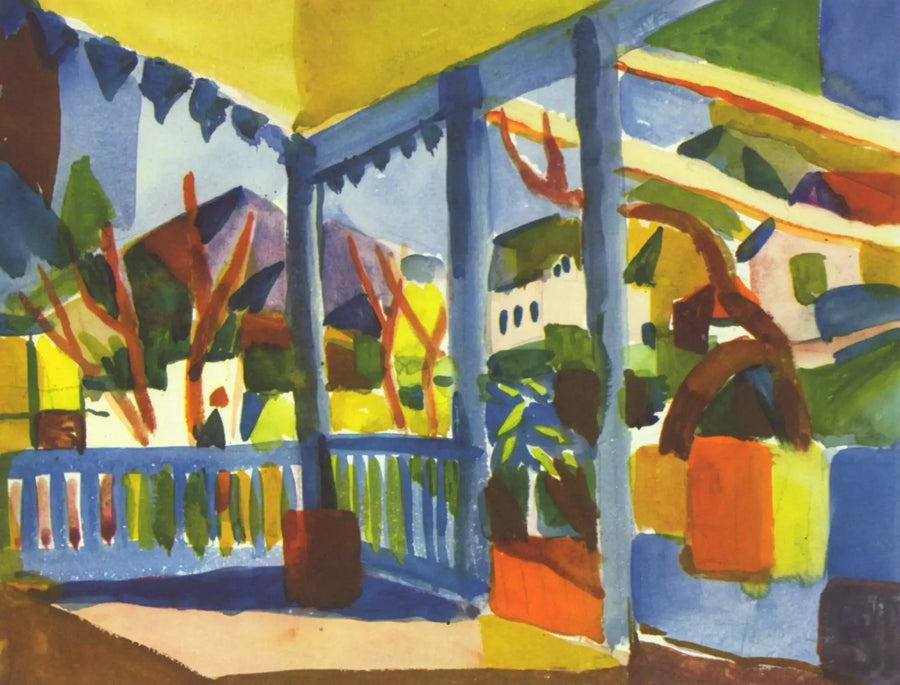 Terrassen av landet huset i Saint-Germain - August Macke