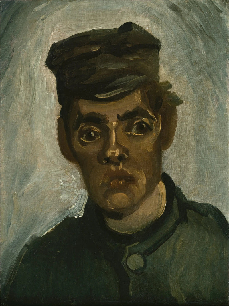 Huvud av en ung bonde med keps - Vincent van Gogh