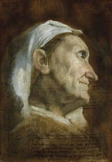 En gammal kvinnas huvud - Annibale Carracci