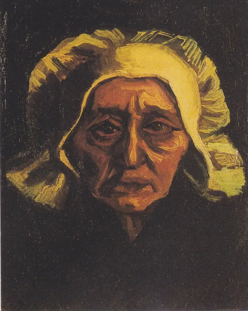 Huvud av en gammal bondkvinna med vit mössa - Vincent van Gogh