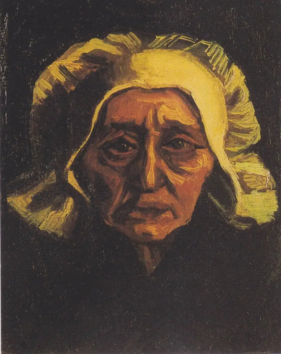 Huvud av en gammal bondkvinna med vit mössa - Vincent van Gogh